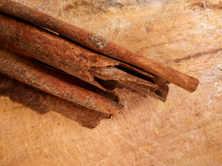 cinnamon sticks on white background