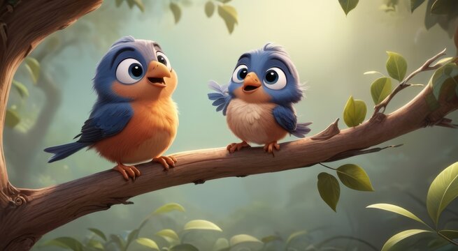 two birds on a branch