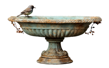 A bird perched gracefully on a majestic fountain