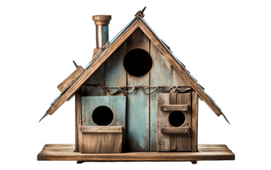 Obraz na płótnie Canvas Two birds explore their cozy bird house, chirping and fluttering inside