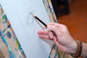artist hand with brush