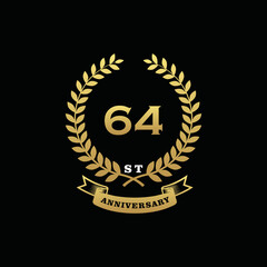 64 th anniversary logo gold
