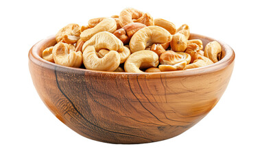 Toasted Cashew Nuts in a Bowl isolated on white or transparent background