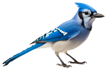 Majestic blue and white bird on a pristine white background