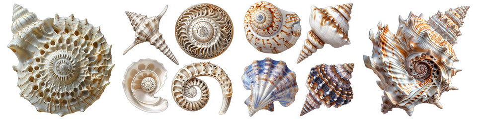 Giant seashells with intricate patterns Hyperrealistic Highly Detailed Isolated On Transparent Background Png File