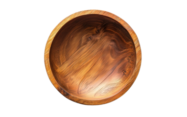 Top view Wooden plate isolated on white or transparent background