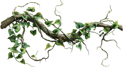 Fototapeta premium Twisted jungle vines tropical rainforest liana pla isolated on white or transparent background