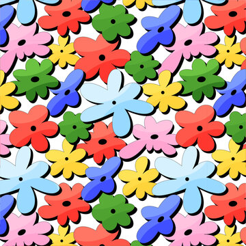 Vintage floral vector patterns reminiscent of the 90s era. Vibrant colors and intricate flower designs