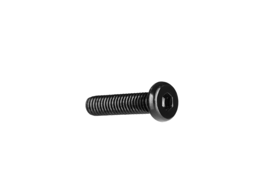 hex socket head screw in black color on isolated white background close up