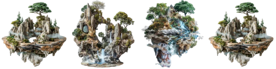 Selbstklebende Fototapeten Fusion of elements creating an otherworldly landscape Hyperrealistic Highly Detailed Isolated On Transparent Background Png File © Wander Taste