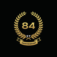84 th anniversary logo gold
