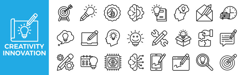 Creativity and Innovation icon set for design elements