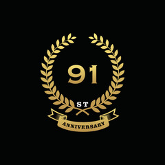 91 th anniversary logo gold