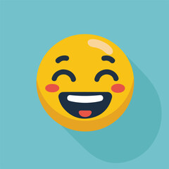 Flat design smile emoticon icon vector illustration