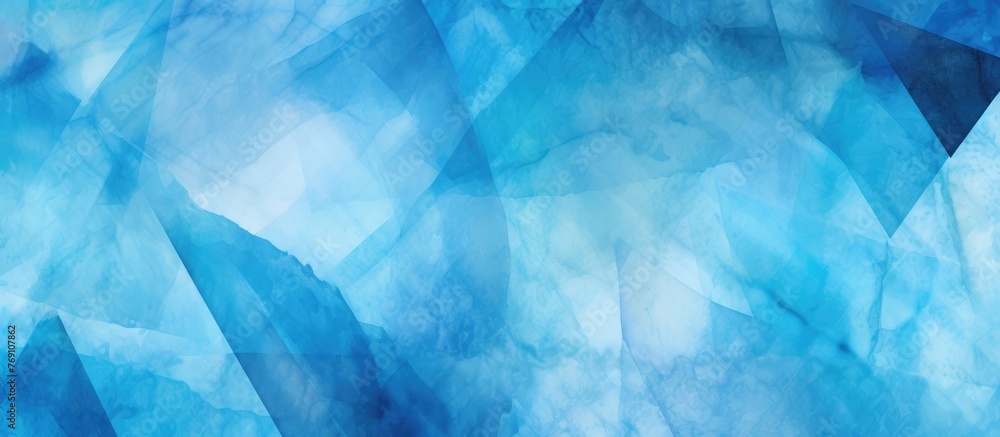 Poster serene abstract blue watercolor background adorned with numerous small triangular patterns for a mod