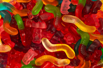 Assorted colorful gummy candies. Jelly  sweets.
