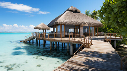 Serene Seascape on a Luxurious Vacation. Beautiful Beachside View