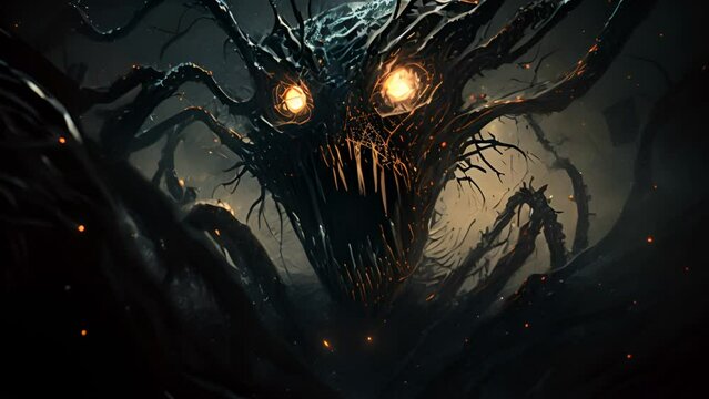 Night of darkness - monster background. Fear of the dark creature