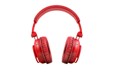 Red wireless headphones isolated on white or transparent background