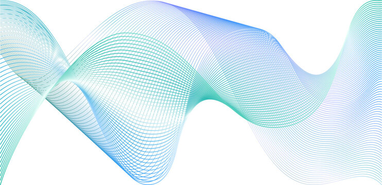 Line wave flow. Abstract blue green purple 3d ribbon. Linear mesh wireframe design. Eco overlay lattice infinity pattern vector background. Neural tech light data network.