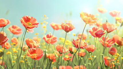 Field of flowers background, floral wallpaper