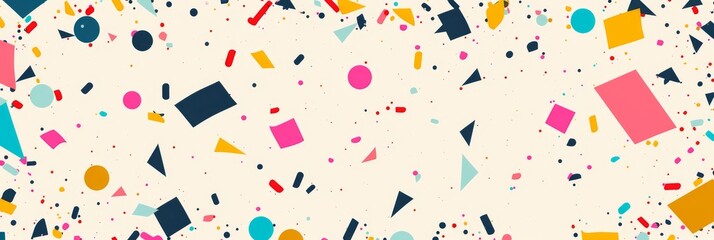 A playful and colorful confetti pattern, with scattered shapes and sparkles on a neutral background, injecting joy and celebration into designs created with Generative AI Technology - obrazy, fototapety, plakaty