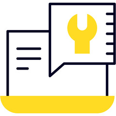 Comment, laptop, message bubble, screen, repair Icon