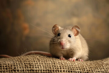 A purebred rodent poses for a portrait in a studio with a solid color background during a pet photoshoot.

