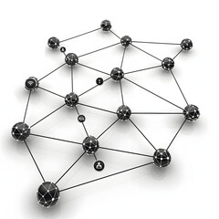 Conceptual image of nodes in a decentralized network isolated on white background, simple style, png
