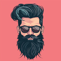 Hipster hairstyle and beard cartoon vector 