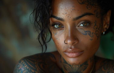 Black woman with skin tattoo