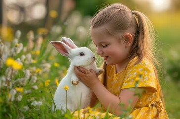 Girl with white rabbit