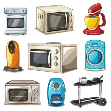 Household appliances design cartoon vector 