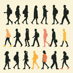 Humans silhouettes distance social line style icon
