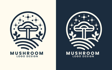 Organic natural mushroom logo illustration vector design template