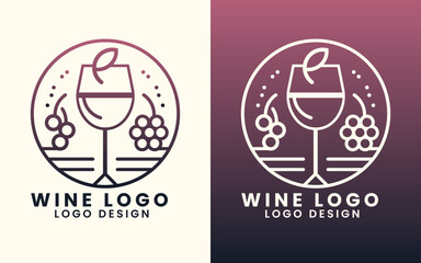 Wine glass bottle vector illustration logo for a wine shop or restaurant and bar