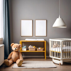 Mock up of poster above cradle in child's