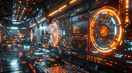 Futuristic 3d Rendering Of Advanced Hud Interface Technology Background
