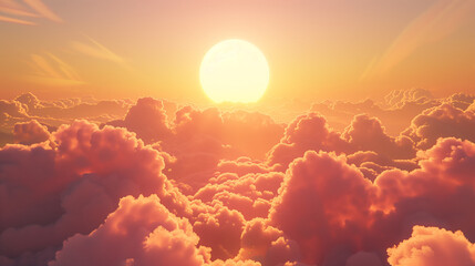 red sky clouds and sun sunset background