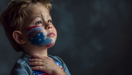 4-year-old boy singing national anthem on 4th of July, pride and celebration