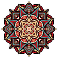 Mandala wit different colors ethnic ornament
