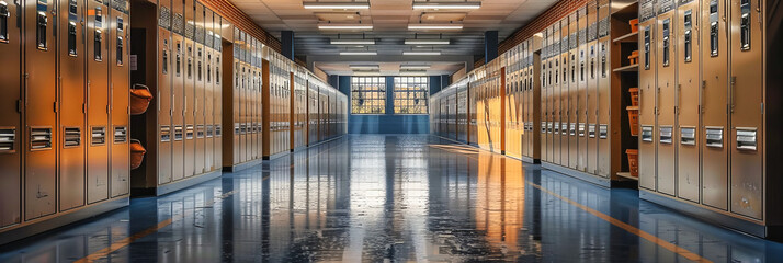 The Serenity of an Empty Gym Locker Room, Awaiting the Energetic Return of Athletes and Students Alike