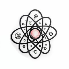atom, sticker on white background - obrazy, fototapety, plakaty