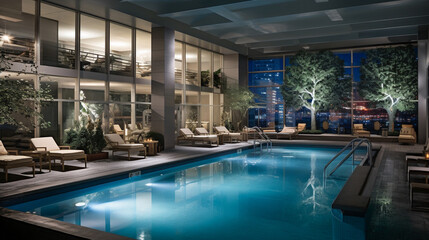 Fototapeta na wymiar Luxury swimming pool. elegant interior design