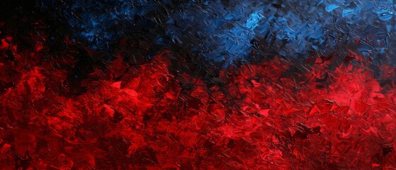   A painting with red, blue, and black hues, created using acrylic paint - obrazy, fototapety, plakaty