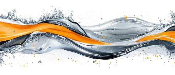   A white background with orange and white swirls and splashes of water in an abstract style