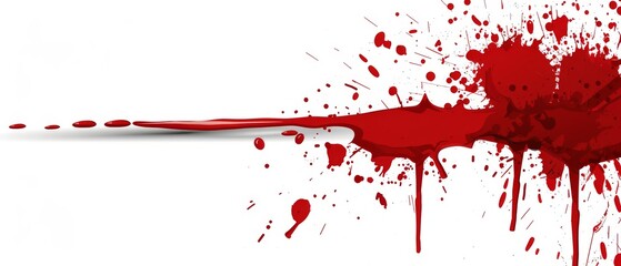   A blood-splattered white background featuring a red paint splatter on the left side of the image