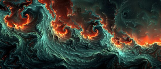    ocean wave image with colorful swirls on its bottom