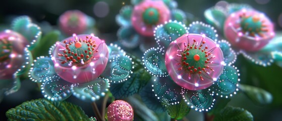   A close-up of a bouquet of flowers with droplets of water on their petals and stems - obrazy, fototapety, plakaty