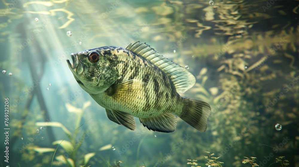 Wall mural Crappie in Summer Lake created with Generative AI Technology, ai, generative - Wall murals
